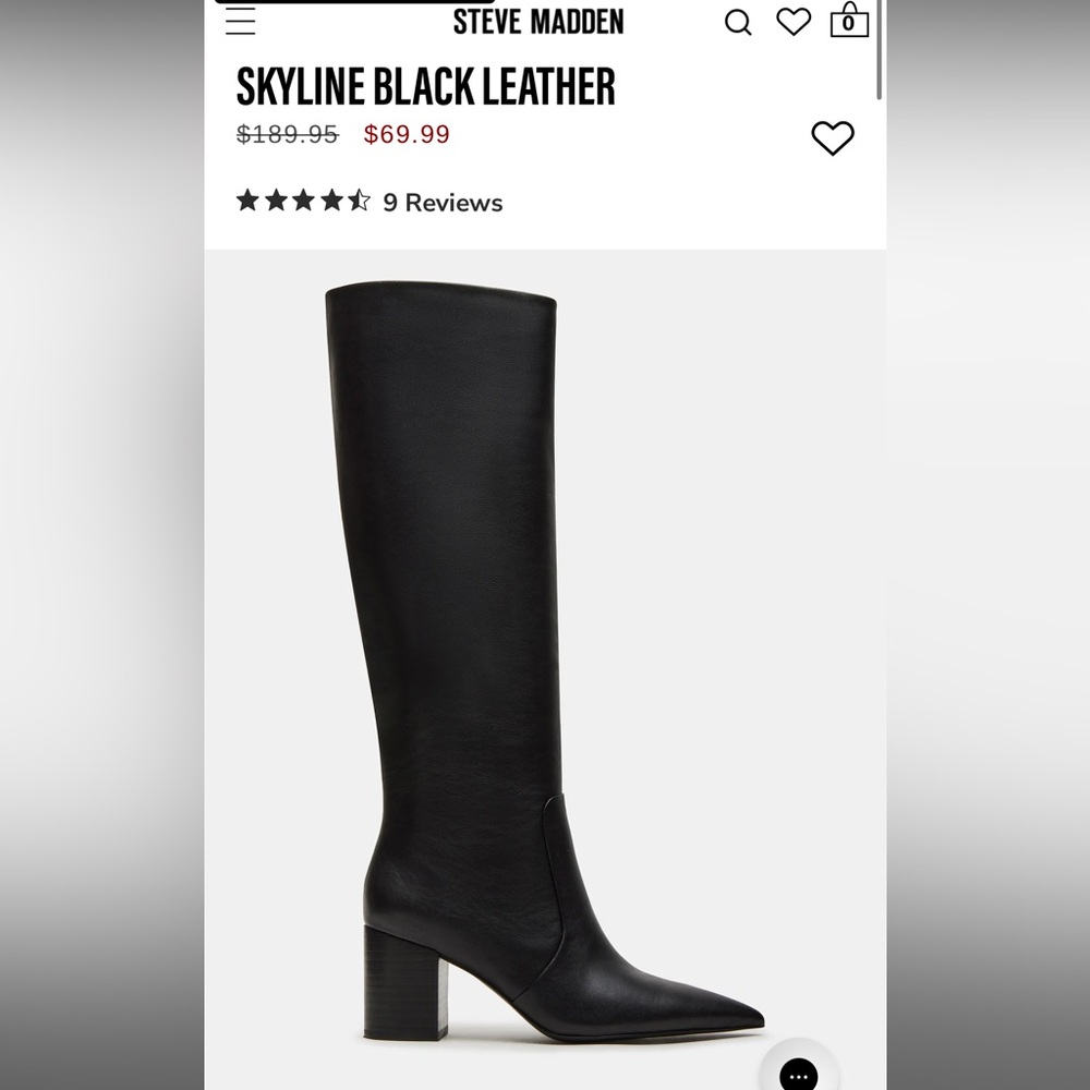 Brand New Steve Madden Black Knee High Leather Skyline Boots